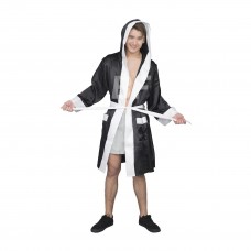 Full Length White/Black Boxing Robe with Hood